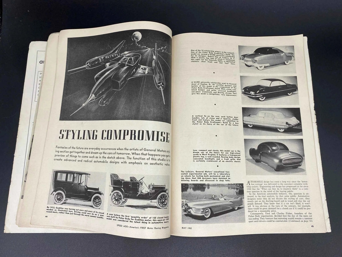 Speed Age May 1952 Vol. 6 No. 1, Speed Age The Complete Automotive Magazine May 1952, Speed Age May 1952 Mel Tormé in Jaguar XK129 Cover
