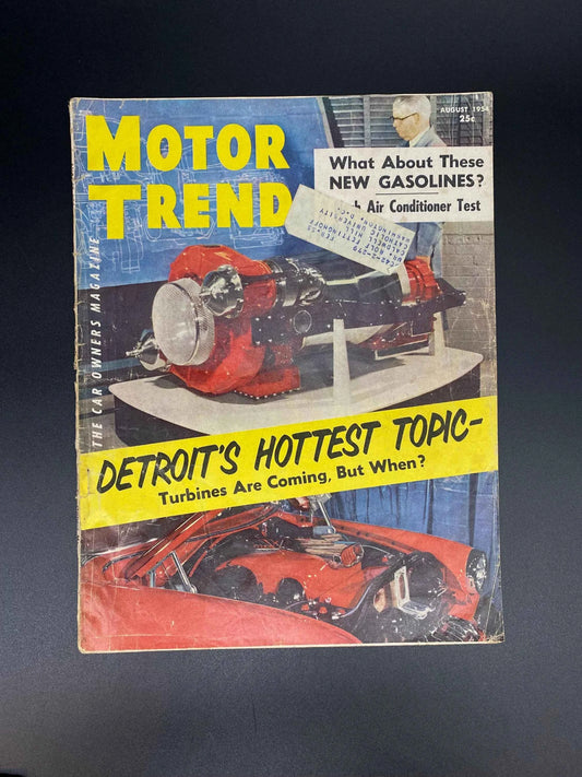 Vintage Motor Trends The Car Owners Magazine August 1954, Motor Trends Vol. 6 No. 8 1954, 1954 Motor Trend Magazine Turbine Engine Cover