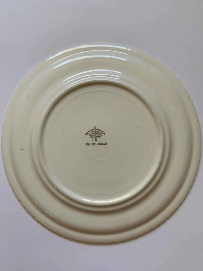 Vintage Dancing Couple Plate, The Harker Pottery Co, Made in USA, Edged 22kt Gold Swirled Plate, Marker Pottery Plate, Vintage Gold Plate