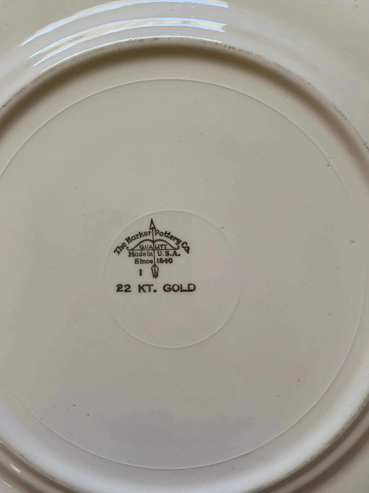 Vintage Dancing Couple Plate, The Harker Pottery Co, Made in USA, Edged 22kt Gold Swirled Plate, Marker Pottery Plate, Vintage Gold Plate