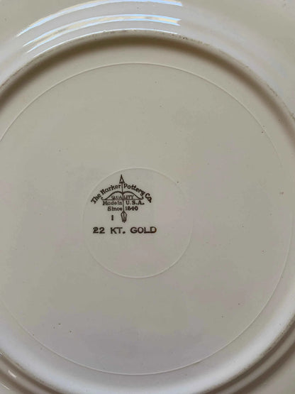 Vintage Dancing Couple Plate, The Harker Pottery Co, Made in USA, Edged 22kt Gold Swirled Plate, Marker Pottery Plate, Vintage Gold Plate