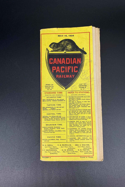 Canadian Pacific Railway May 18 1924 Railway Schedules across North America, Antique Canadian Pacific Railway and Steamship Schedules 1924