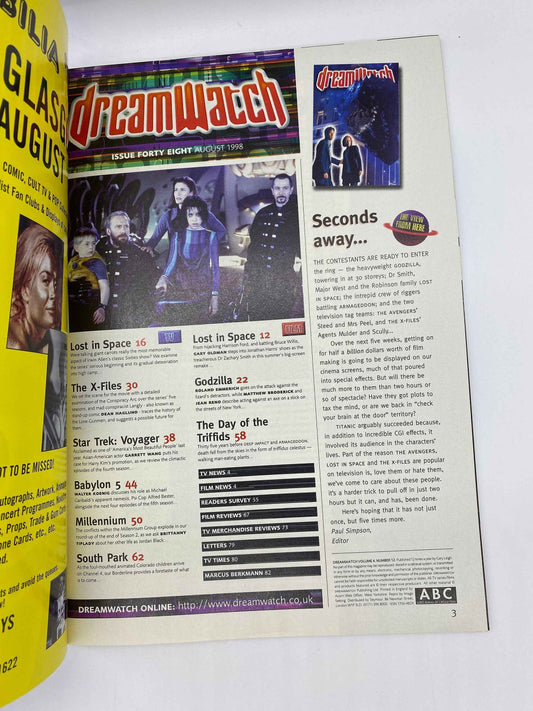 DreamWatch Magazine 48 August 1998, DreamWatch Magazine #48 August 1998 Vol. 4 No. 12, DreamWatch #48 The X-Files Cover, DreamWatch Godzilla