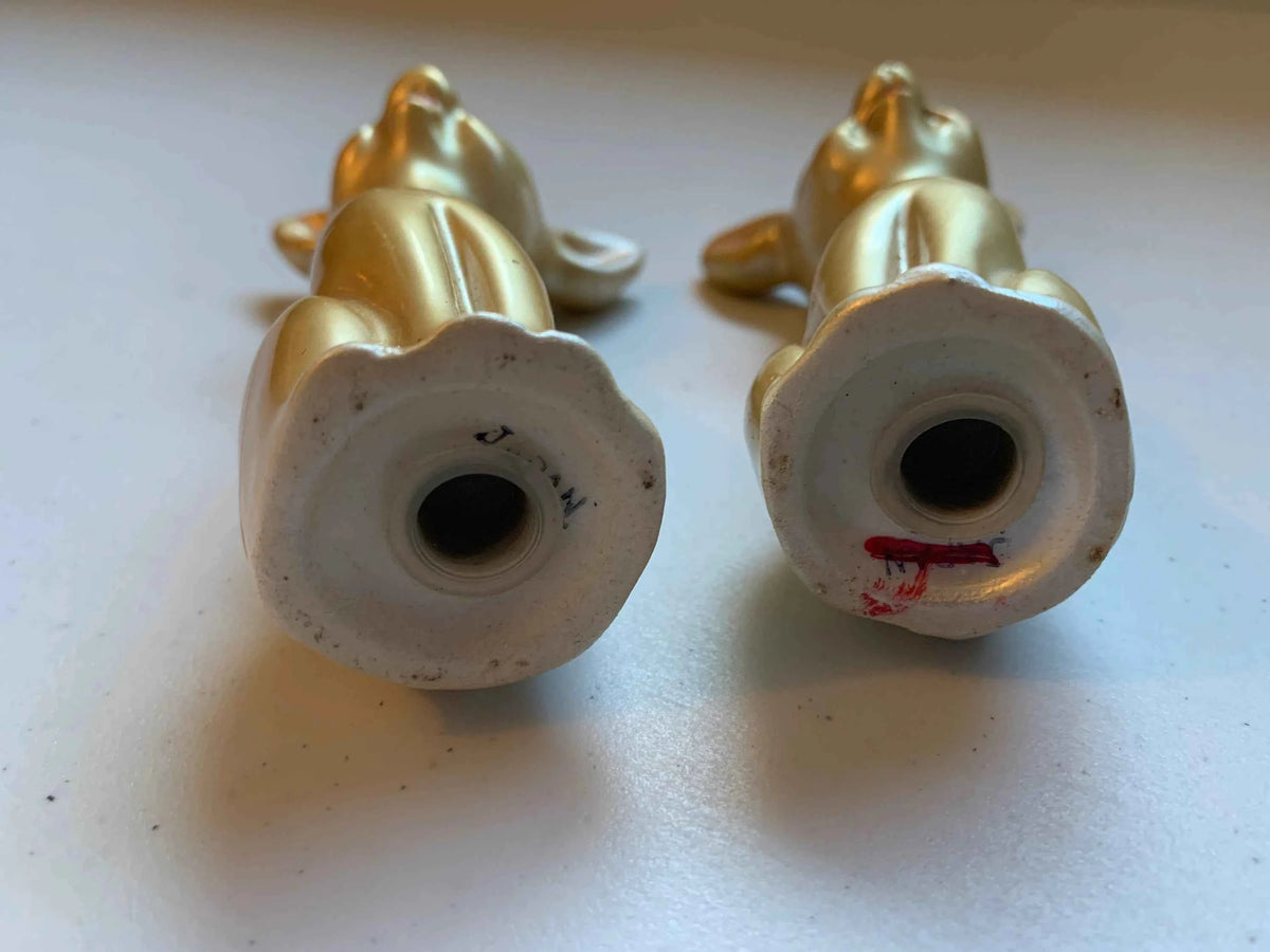 Vintage Golden Eyelash Deer Salt & Pepper Shakers, Rare Japanese Iridescent Deer Salt and Pepper, Deer Salt and Pepper, Vintage Ceramic Deer