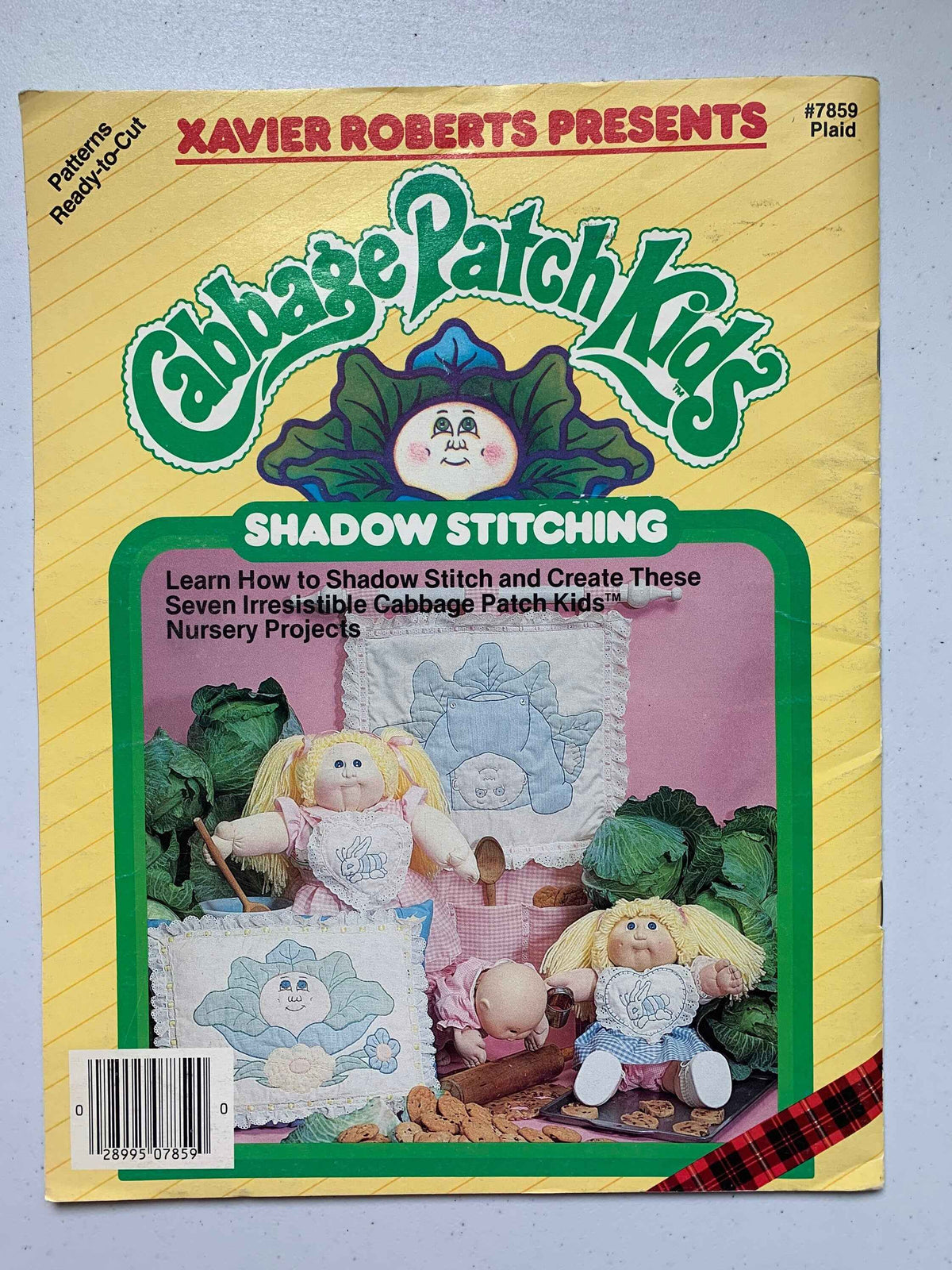 Vintage Cabbage Patch Kids Pattern, Vintage Cabbage Patch Kids Shadow Stitching Pattern, Xavier Roberts, Plaid Pattern 7859, Patterns Ready to Cut, Cabbage Patch Kids Nursery Projects