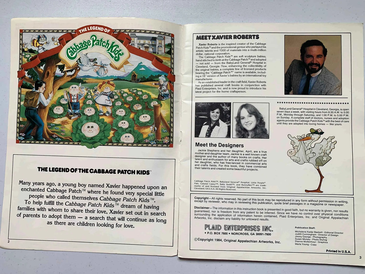 Vintage Cabbage Patch Kids Pattern, Vintage Cabbage Patch Kids Shadow Stitching Pattern, Xavier Roberts, Plaid Pattern 7859, Patterns Ready to Cut, Cabbage Patch Kids Nursery Projects