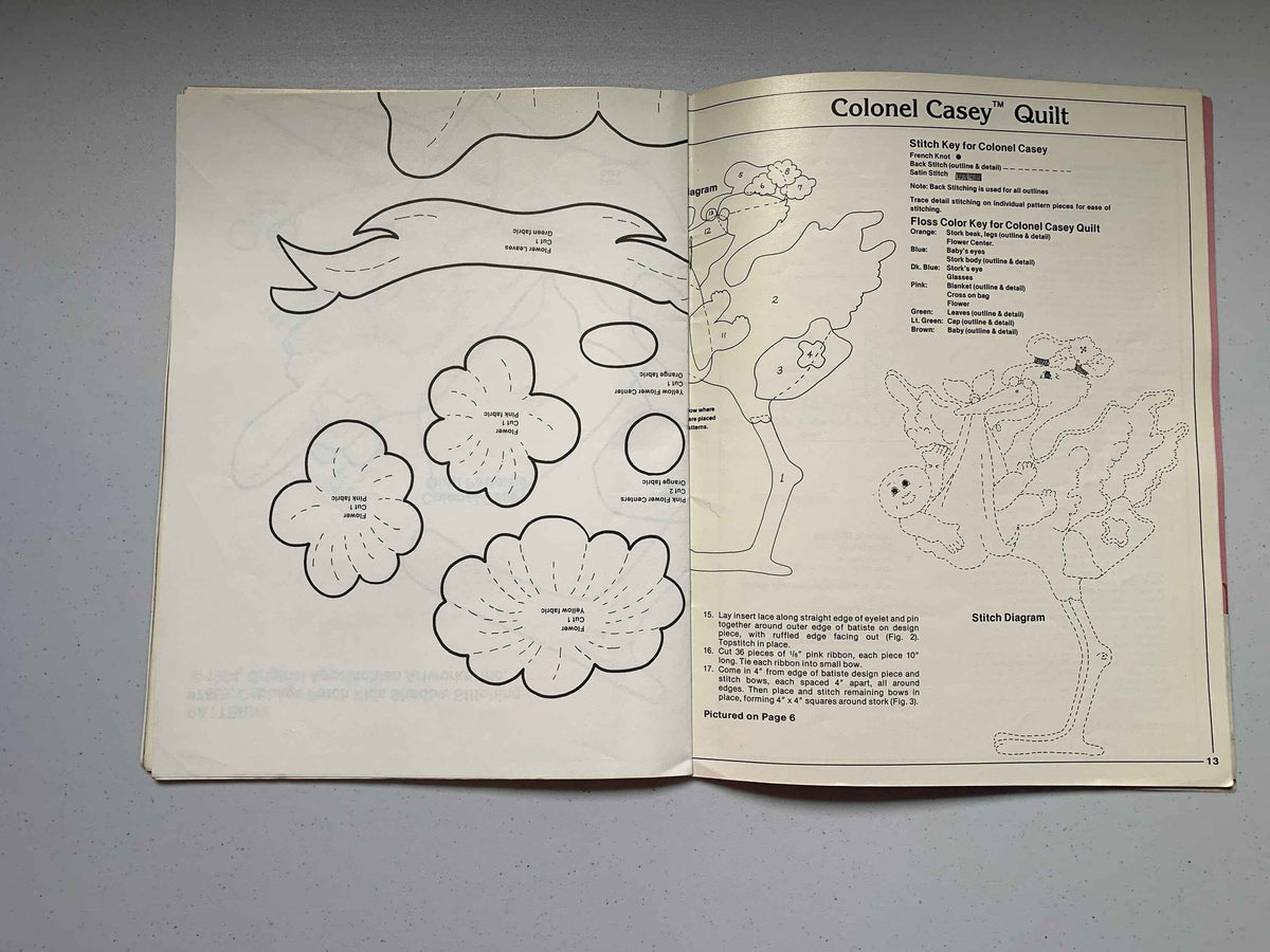 Vintage Cabbage Parch Kids Shadow Stitching, Xavier Roberts, Plaid Pattern 7859, Patterns Ready to Cut, Cabbage Patch Kids Nursery Projects