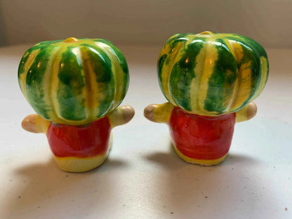 Vintage Anthropomorphic Pumpkin Salt & Pepper Shakers, Vintage Squash Salt and Pepper Shaker, Squash Salt and Pepper Shakers, Pumpkin Shaker