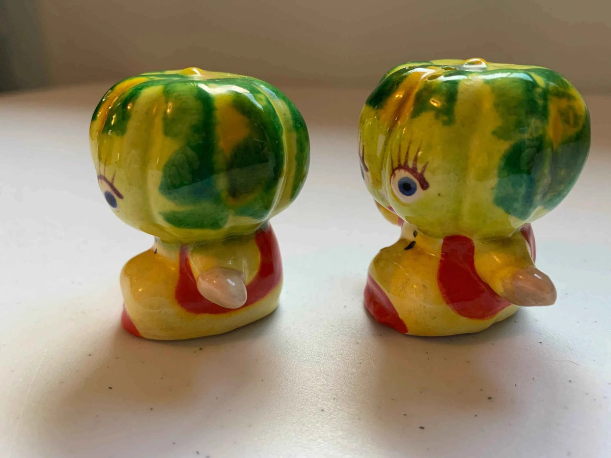 Vintage Anthropomorphic Pumpkin Salt & Pepper Shakers, Vintage Squash Salt and Pepper Shaker, Squash Salt and Pepper Shakers, Pumpkin Shaker