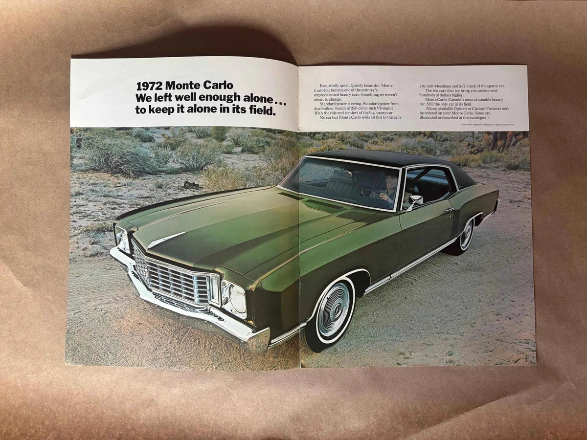 1972 Monte Carlo Chevrolet Brochure, 1972 Monte Carlo Chevrolet Dealer Brochure, Monte Carlo Hardtop Coupe Brochure, 72 Monte Carlo 2 Door
