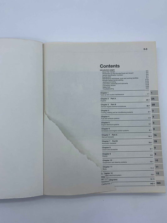 Haynes Repair Manual, Hyundai 1986 thru 1998, Based on a Complete tear down and rebuild, Haynes Hyundai Manual, Haynes Excel & Accent Manual