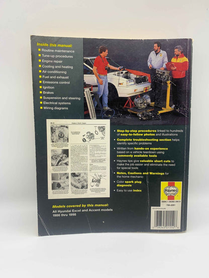 Haynes Repair Manual, Hyundai 1986 thru 1998, Based on a Complete tear down and rebuild, Haynes Hyundai Manual, Haynes Excel & Accent Manual