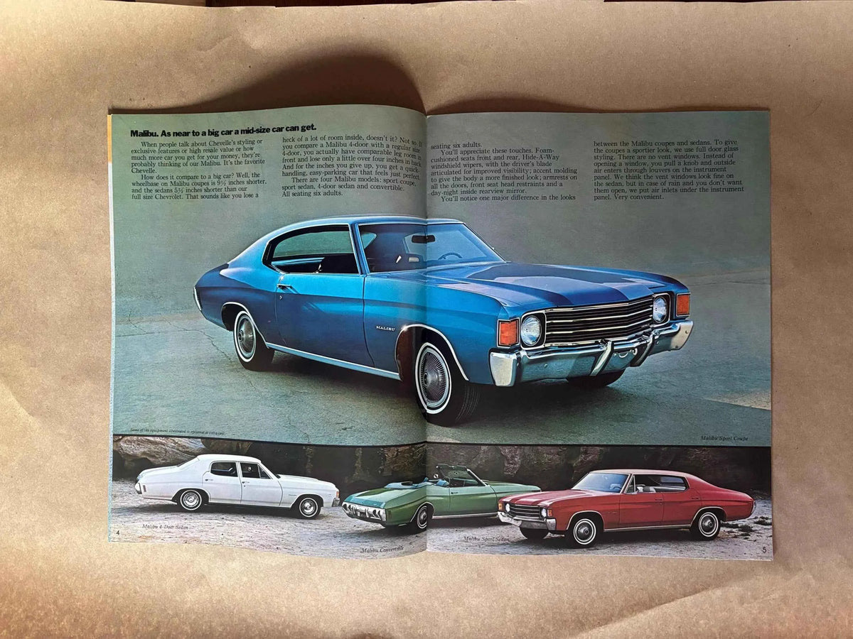 1972 Chevelle Brochure, General Motors Dealership Brochure, 1972 Chevrolet Chevelle Malibu, 300 Deluxe, Heavy Chevy, SS, Brochure, 1972 Nova