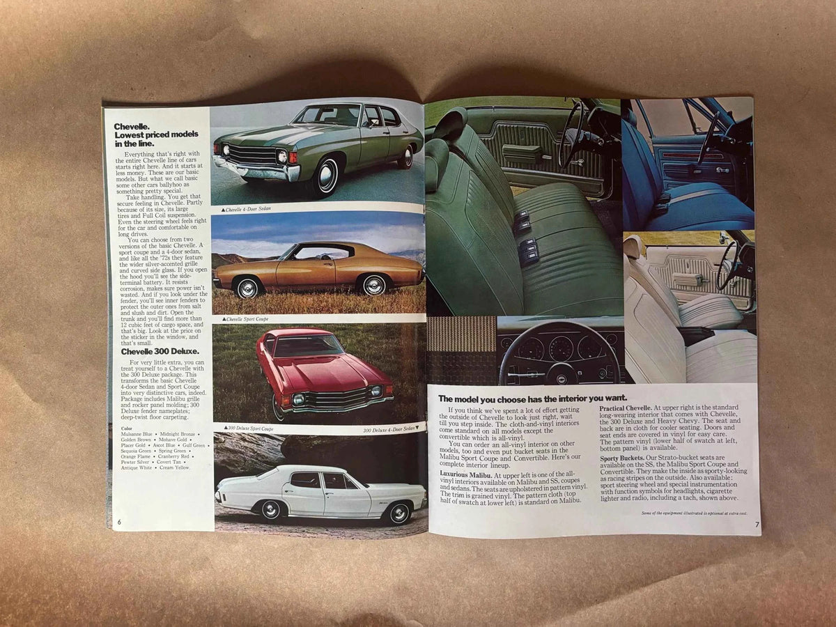 1972 Chevelle Brochure, General Motors Dealership Brochure, 1972 Chevrolet Chevelle Malibu, 300 Deluxe, Heavy Chevy, SS, Brochure, 1972 Nova