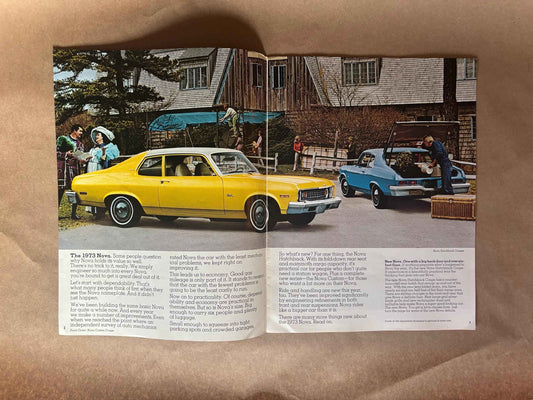 1973 Nova Brochure, Chevrolet Nova 1973 Dealership Brochure, 1973 Chevrolet Nova Custom Coupe Brochure, 1973 Nova Hatchback Coupe Brochure