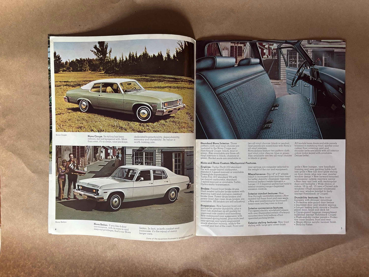 1973 Nova Brochure, Chevrolet Nova 1973 Dealership Brochure, 1973 Chevrolet Nova Custom Coupe Brochure, 1973 Nova Hatchback Coupe Brochure