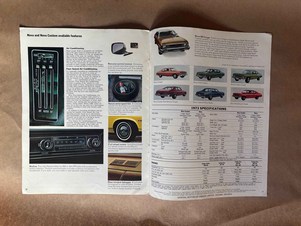 1973 Nova Brochure, Chevrolet Nova 1973 Dealership Brochure, 1973 Chevrolet Nova Custom Coupe Brochure, 1973 Nova Hatchback Coupe Brochure