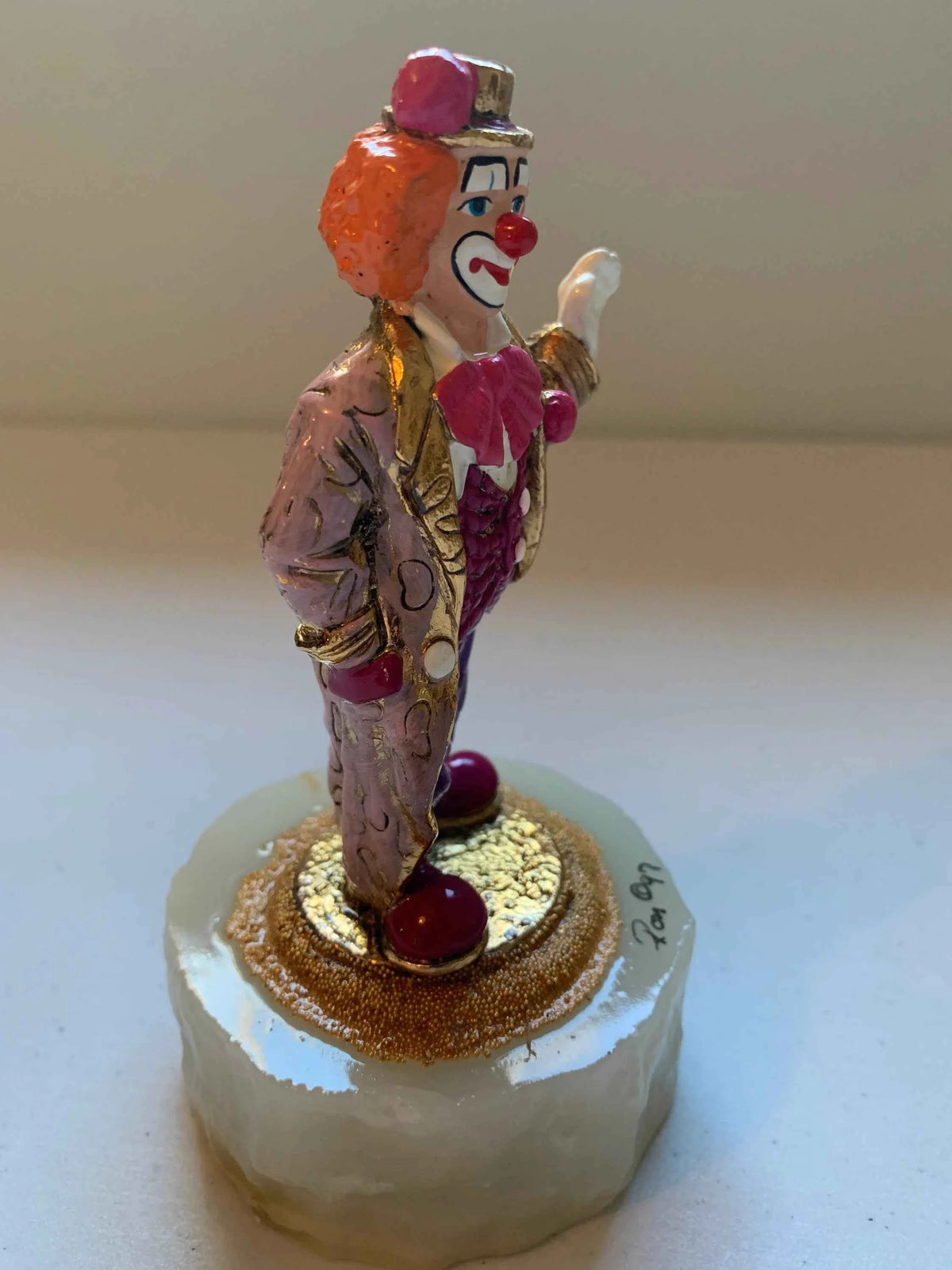 Vintage Ron Lee Hey There Hobo Clown 1997, Orange Haired Hobo Clown in Gold Purple Coat, Hobo Clown Figurine, Ron Lee Clown Waving, Ron Lee