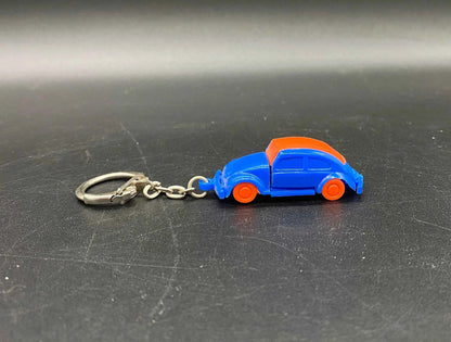 Vintage Volkswagen Beetle Plastic Key Chain, Blue & Orange Volkswagen Bettle Plastic Car Key Chain, Volkswagen Key Chain, Vintage VW Bug