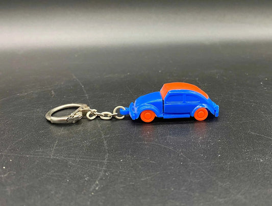 Vintage Volkswagen Beetle Plastic Key Chain, Blue & Orange Volkswagen Bettle Plastic Car Key Chain, Volkswagen Key Chain, Vintage VW Bug