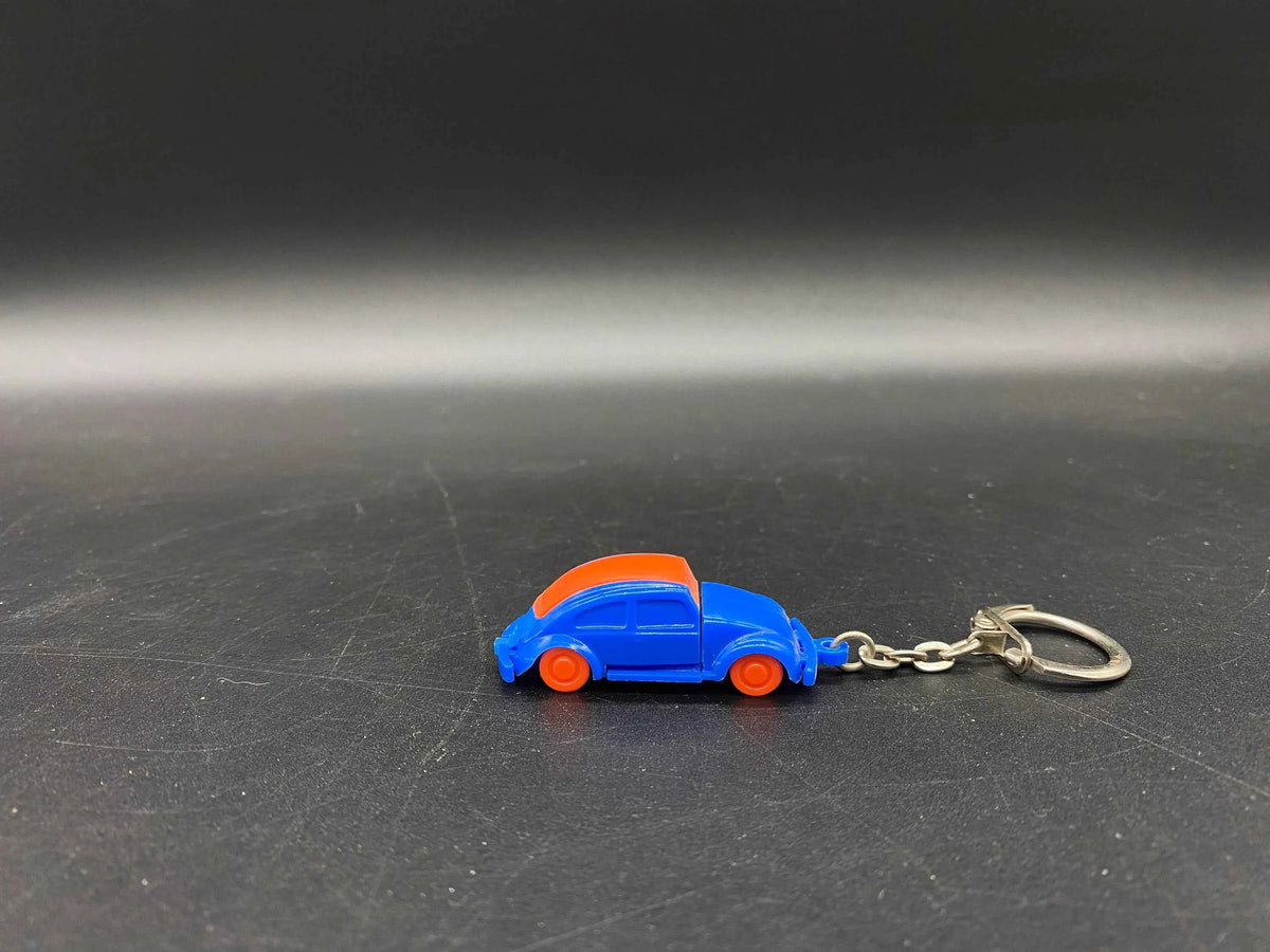 Vintage Volkswagen Beetle Plastic Key Chain, Blue & Orange Volkswagen Bettle Plastic Car Key Chain, Volkswagen Key Chain, Vintage VW Bug