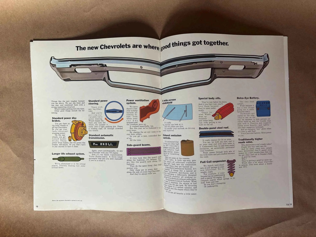 Vintage 1972 Chevrolet Caprice/Impala/Bel Air/Biscayne Car Brochure, Chevrolet GM Canada 1972 Caprice Classic Brochure, 1972 Chevy Impala