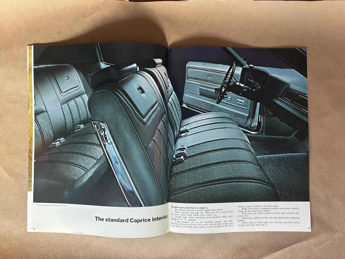 Vintage 1972 Chevrolet Caprice/Impala/Bel Air/Biscayne Car Brochure, Chevrolet GM Canada 1972 Caprice Classic Brochure, 1972 Chevy Impala