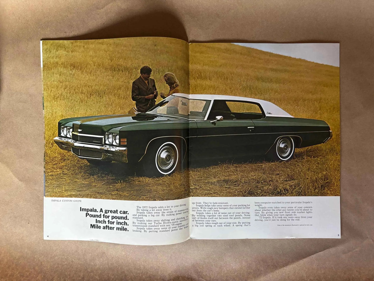 Vintage 1972 Chevrolet Caprice/Impala/Bel Air/Biscayne Car Brochure, Chevrolet GM Canada 1972 Caprice Classic Brochure, 1972 Chevy Impala