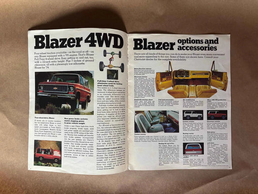 1974 Chevy Suburban Sportvan, Blazer Brochure, Vintage Blazer 4WD Brochure, 1974 Chevrolet Suburban Sales Brochure, 74 Chevy Sportvan Brochure