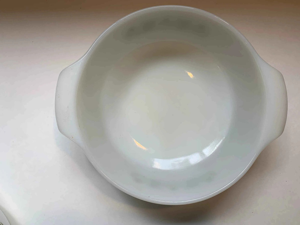 Vintage Fire King Meadow Green Flower Pattern Set of 2 Casserole Dishes, 1.5 Quart Anchor Hocking Casserole Dish, Vintage Milk Glass Bakers
