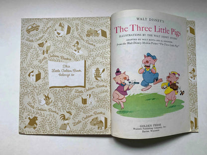 Vintage Walt Disneys Three Little Pigs Golden Book 1953, 106-33 Walt Disney’s The Three Little Pigs, Vintage The 3 Little Pigs Golden Book