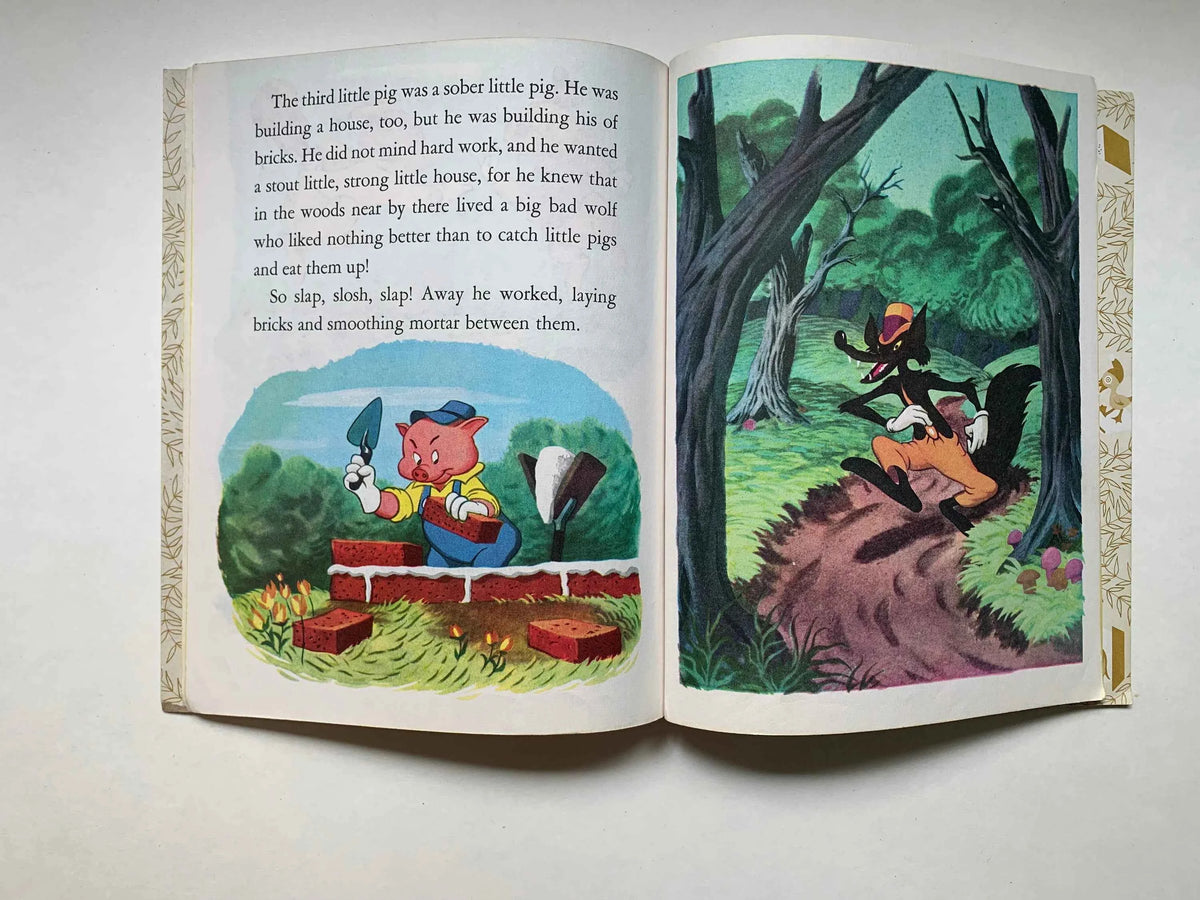 Vintage Walt Disney’s Three Little Pigs Golden Book 1953, 106-33 Walt Disney’s The Three Little Pigs, Vintage The 3 Little Pigs Golden Book