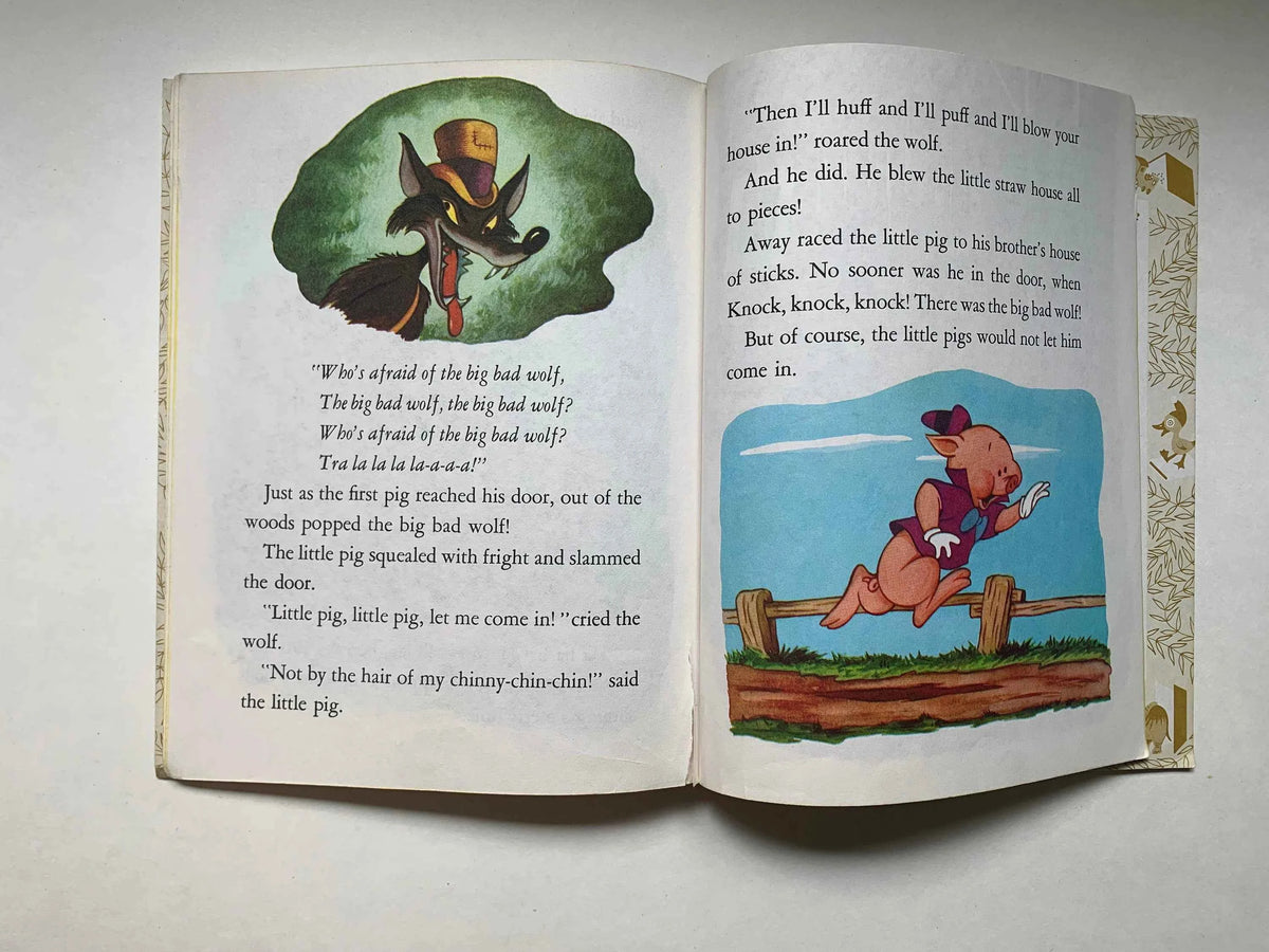 Vintage Walt Disney’s Three Little Pigs Golden Book 1953, 106-33 Walt Disney’s The Three Little Pigs, Vintage The 3 Little Pigs Golden Book