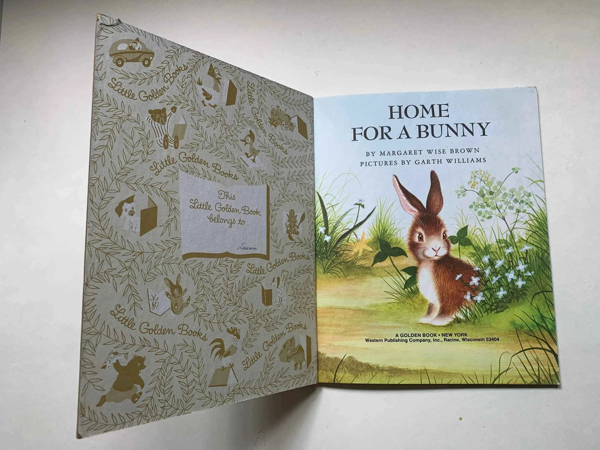 Vintage Home For A Bunny, A Little Golden Book, 206-10 A Golden Book 1961, by Margaret Wide Brown, Home For Bunny, Vintage Book, Easter Book