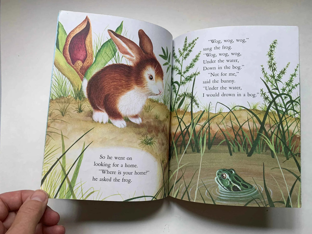 Vintage Home For A Bunny, A Little Golden Book, 206-10 A Golden Book 1961, by Margaret Wide Brown, Home For Bunny, Vintage Book, Easter Book