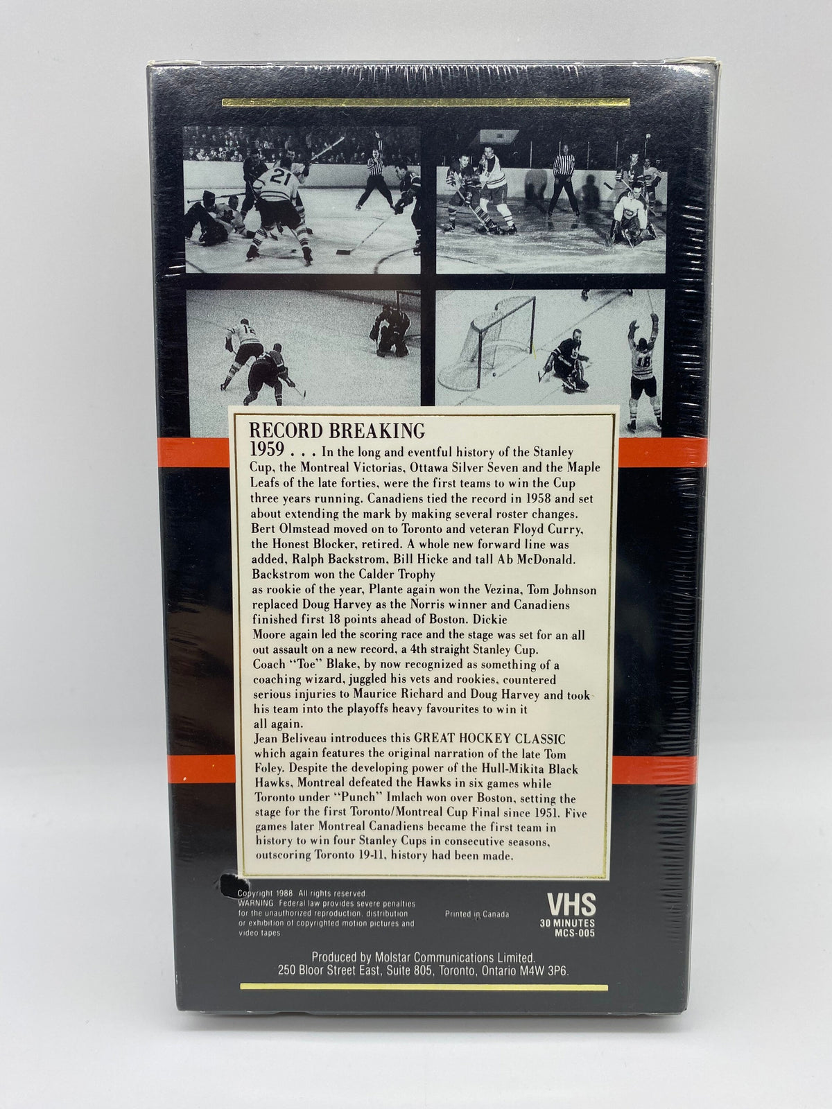 Great Hockey Classics 1959 Toronto VS Montreal Stanley Cup Playoffs VHS, New Sealed Molson Collector Series 1959 Toronto vs Montreal NHL VHS