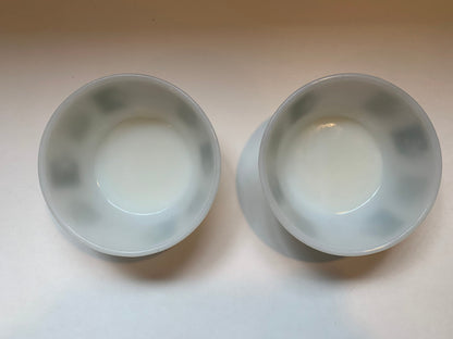 Vintage Fire King Anchor Hocking Cereal Bowls, Meadow Green Stars and Rectangles Pattern, Snowflake and Rectangle Pattern, Christmas Bowls
