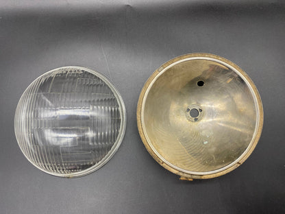1930s Riteway HeadLamp #3644 The Cocoran-Brown Lamp Co, Glass Riteway Headlamp with Metal Casing, Rare Riteway Headlamp Glass with Casing