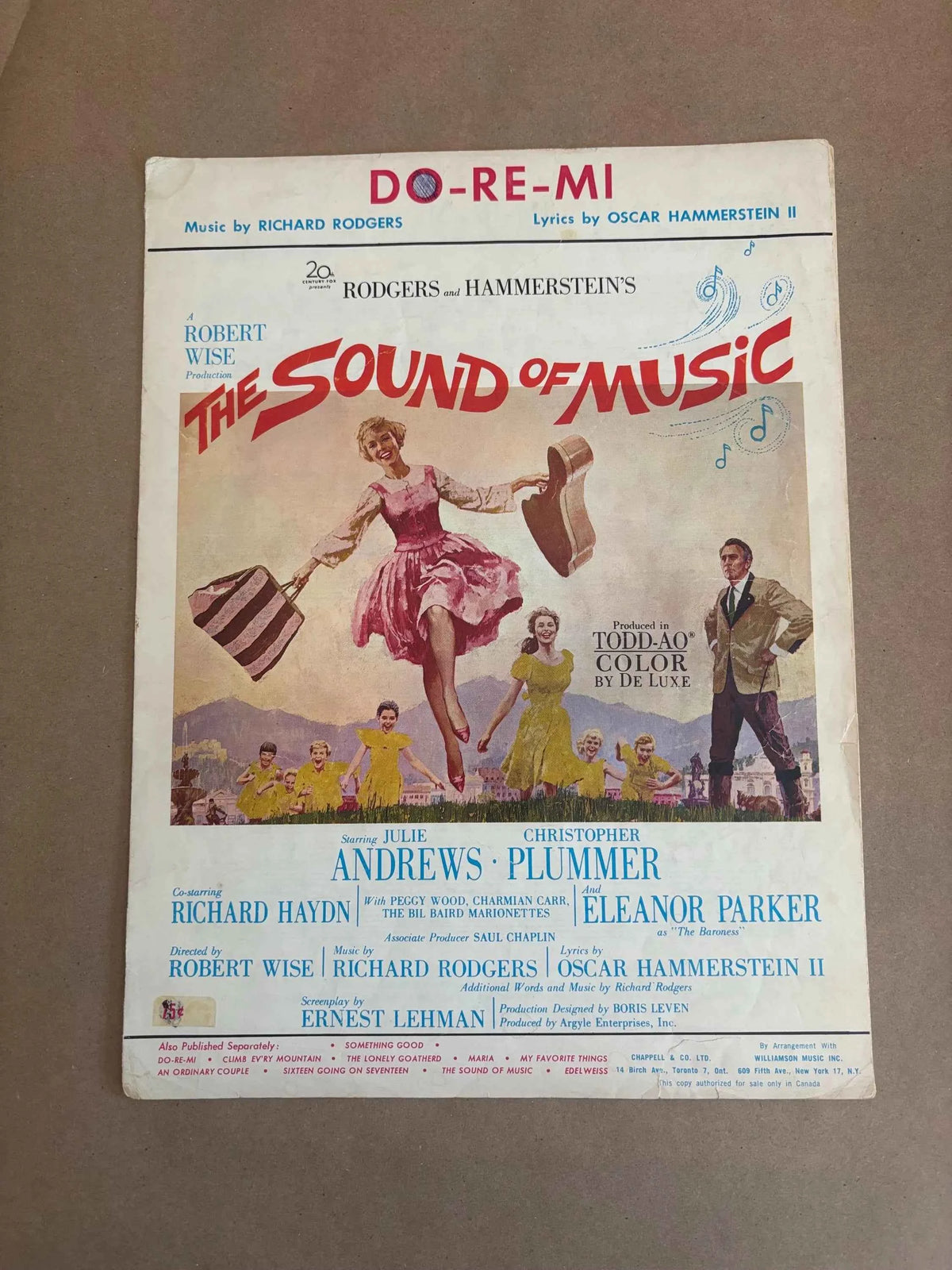 Vintage Do-Re-Mi Sheet Music from The Sound of Music by Rodgers and Hammerstein, Julie Andrews, 1959 Do-Re-Mi Sheet Music, Sound of Music