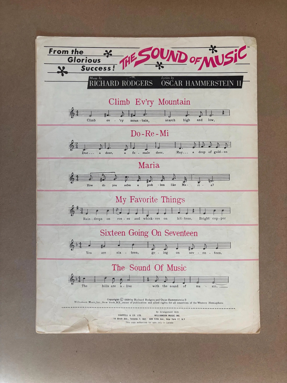 Vintage Do-Re-Mi Sheet Music from The Sound of Music by Rodgers and Hammerstein, Julie Andrews, 1959 Do-Re-Mi Sheet Music, Sound of Music