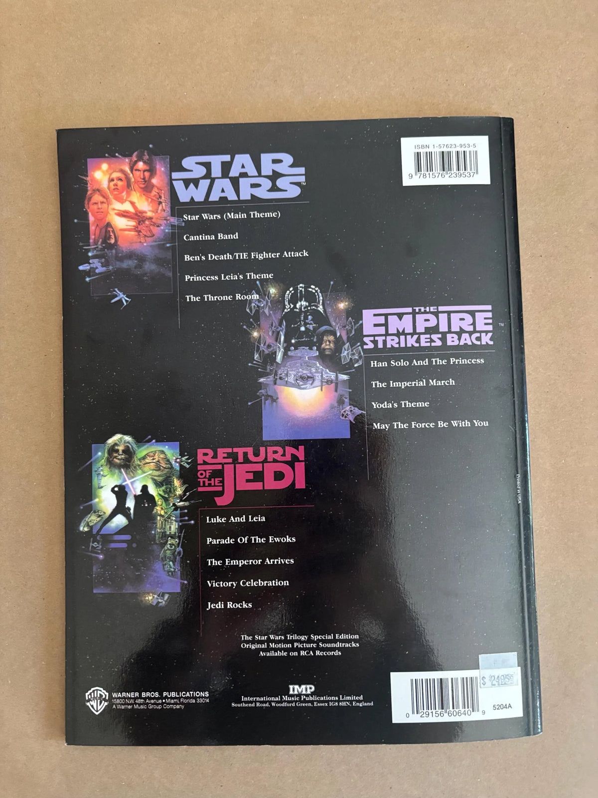 The Star Wars Trilogy Special Edition 1997, Music From The Star Wars Trilogy Sheet Music with Full Color Poster, WB Music Star Wars Trilogy