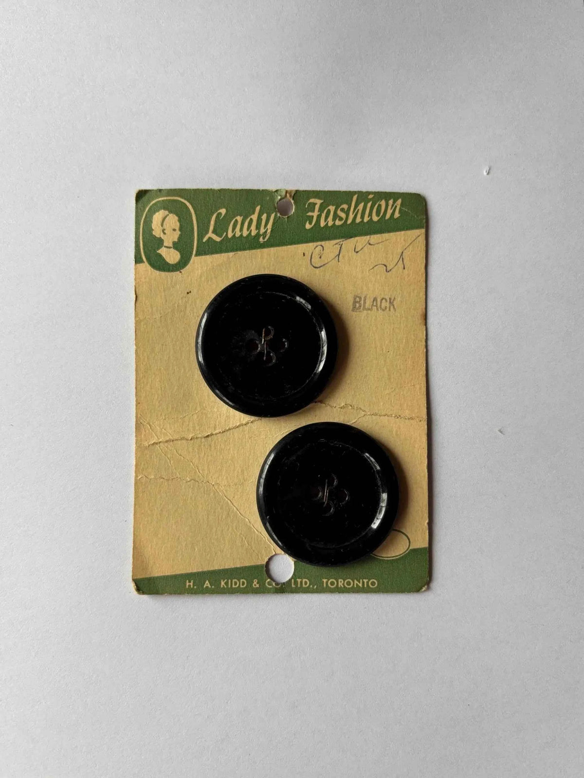 Vintage Lady Fashion 2 Black Buttons 3.3 cm, Rare NOS 3.3 cm Round Black Plastic Buttons Lady Fashion, 2 Large Black Lady Fashion Buttons