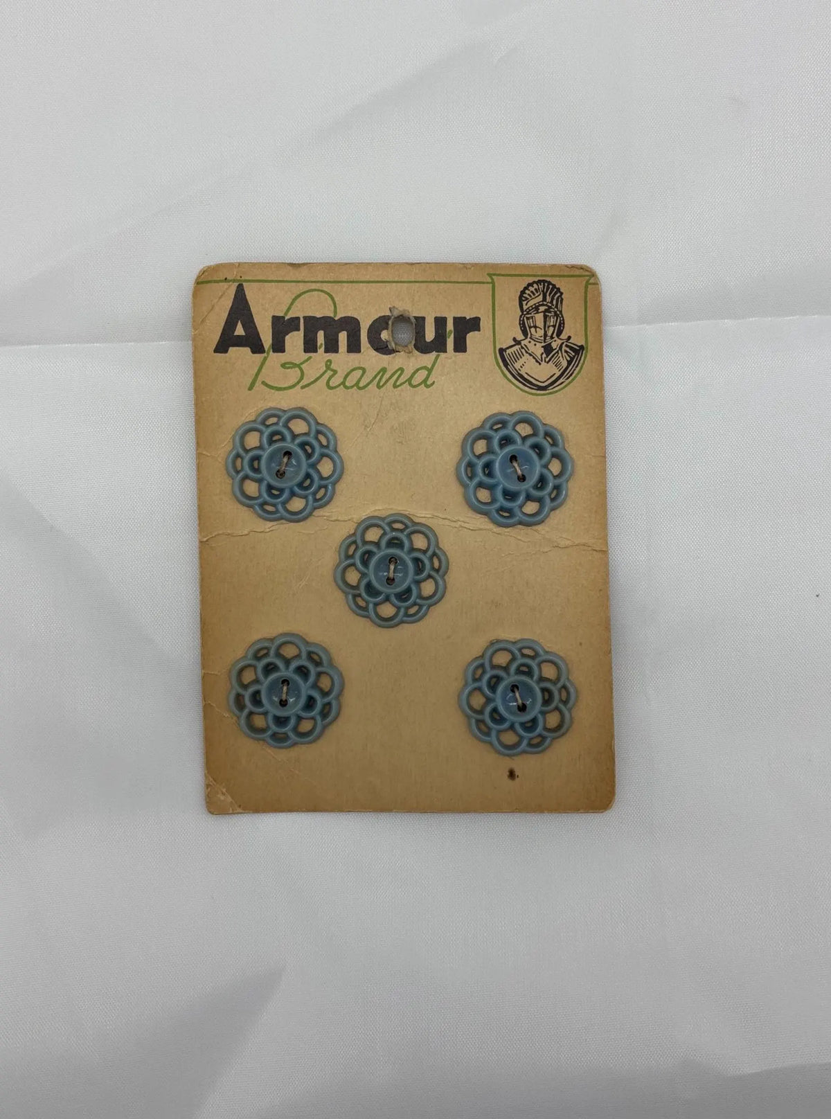 Vintage Armour Brand 5 Blue Flower Buttons 2.2cm, Rare NOS Blue Flower Plastic Buttons Armour Brand, Fancy Blue Flower Buttons set of 5 NOS