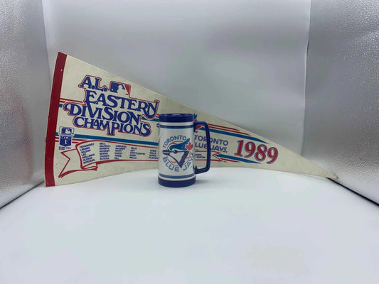 Toronto Blue Jays 1989 AL East Division Champions Banner and Toronto Blue Jays Plastic MLB Beer Mug, Blue Jays Beer Mug, Vladdy Jr, 89 Jays