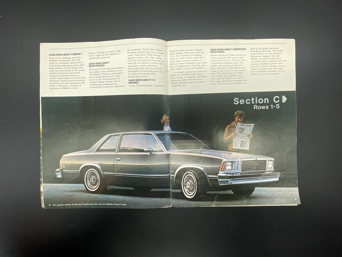 Vintage 1978 The New-Size Malibu From Chevrolet Car Brochure, Chevrolet GM Canada 1978 Malibu Brochure, 1978 El Camino Chevrolet Brochure