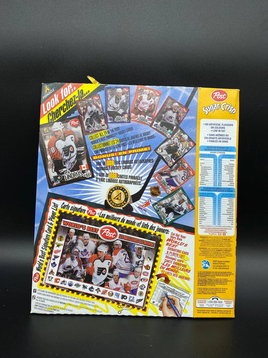 Honeycomb Eric Lindros Official Post NHL Pinnacle Player Card List, 1997 Honeycomb Eric Lindros Cereal Box Flattened, Eric Lindros 88 Flyers