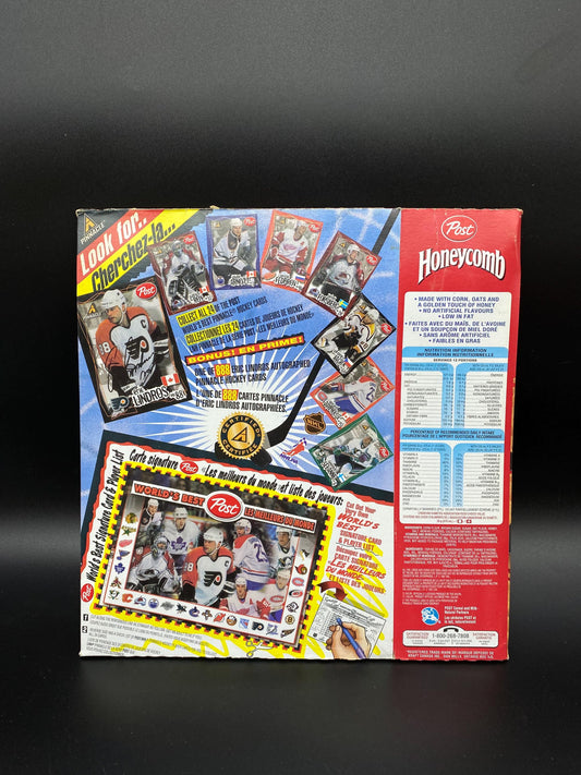 Honeycomb Eric Lindros Official Post NHL Pinnacle Player Card List, 1997 Honeycomb Eric Lindros Cereal Box Flattened, Eric Lindros 88 Flyers