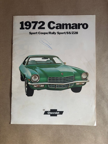 1972 Camaro Sport Coupe/Rally Sport/SS/Z28 Dealership Brochure