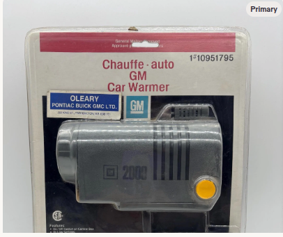 GM 2000 Car Warmer New Old Stock, Chauffe-auto GM OLeary Pontiac Buick GM Ltd Nos car warmer, Vintage Gm Car Warmer 1#10951795 New Old Stock