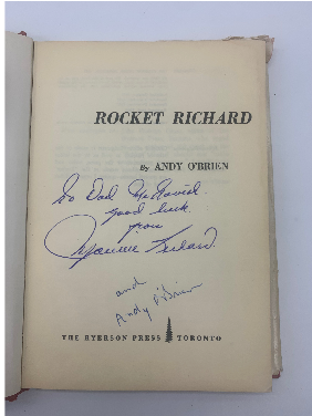 Vintage Rocket Richard by Andy O’Brien 1962, Signed by Author & Maurice Richard, Rare Signed Rocket Richard Book, Montreal Canadiens Book